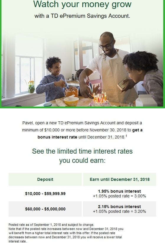 Td Savings Account Interest Rate