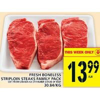Fresh Boneless Striploin Steaks 