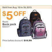 Roots Back Pack - $14.99 ($5.00 off)