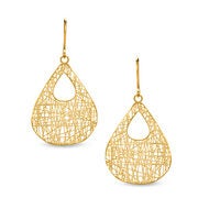 Pear-Shaped Textured Wire Drop Earrings In 10K Gold - $209.30