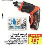 Black & Decker Screwdriver and Picture Hanging Kit - $29.98 ($10.00 off)
