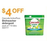 Cascade ActionPacs Dishwasher Detergent - $4.00 off
