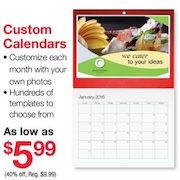 Staples Copy&Print Custom Calendars - $5.99 (40% off)