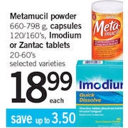 Metamucil Powder, Capsules, Imodium or Zantac Tablets - $18.99 (Up to $3.50 off)