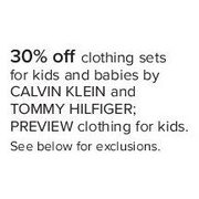 Clothing Sets for Kids and Babies by Calvin Klein and Tommy Hilfiger; Preview Clothing for Kids - 30% off