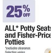All Potty Seats And Fisher-Price Potties - 25% off