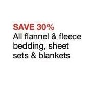 All Flannel & Fleece Bedding, Sheet Sets & Blankets  - 30% off
