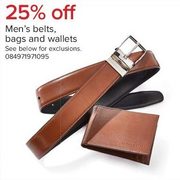 Men's Belts, Bags And Wallets - 25% off