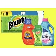 Tide Laundry, Gain Flings, Downy or Gain Fabric Enhancers, Downy Ultra or Bounce Sheets or Bounty Paper Towels Giant - $4.99