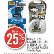 BIC, Gillette Or Schick Disposable Razors - Up to 25% off