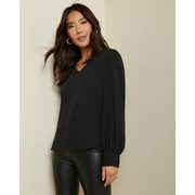 Puffy Sleeve V-neck Blouse - $29.95 ($39.95 Off)