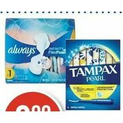 Tampax Pearl Tampons, Always Radiant Liners  or Infinity Pads - $3.99