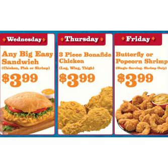 Popeyes Daily Deals A Special Menu Item Under 4 Each Day Of The Week